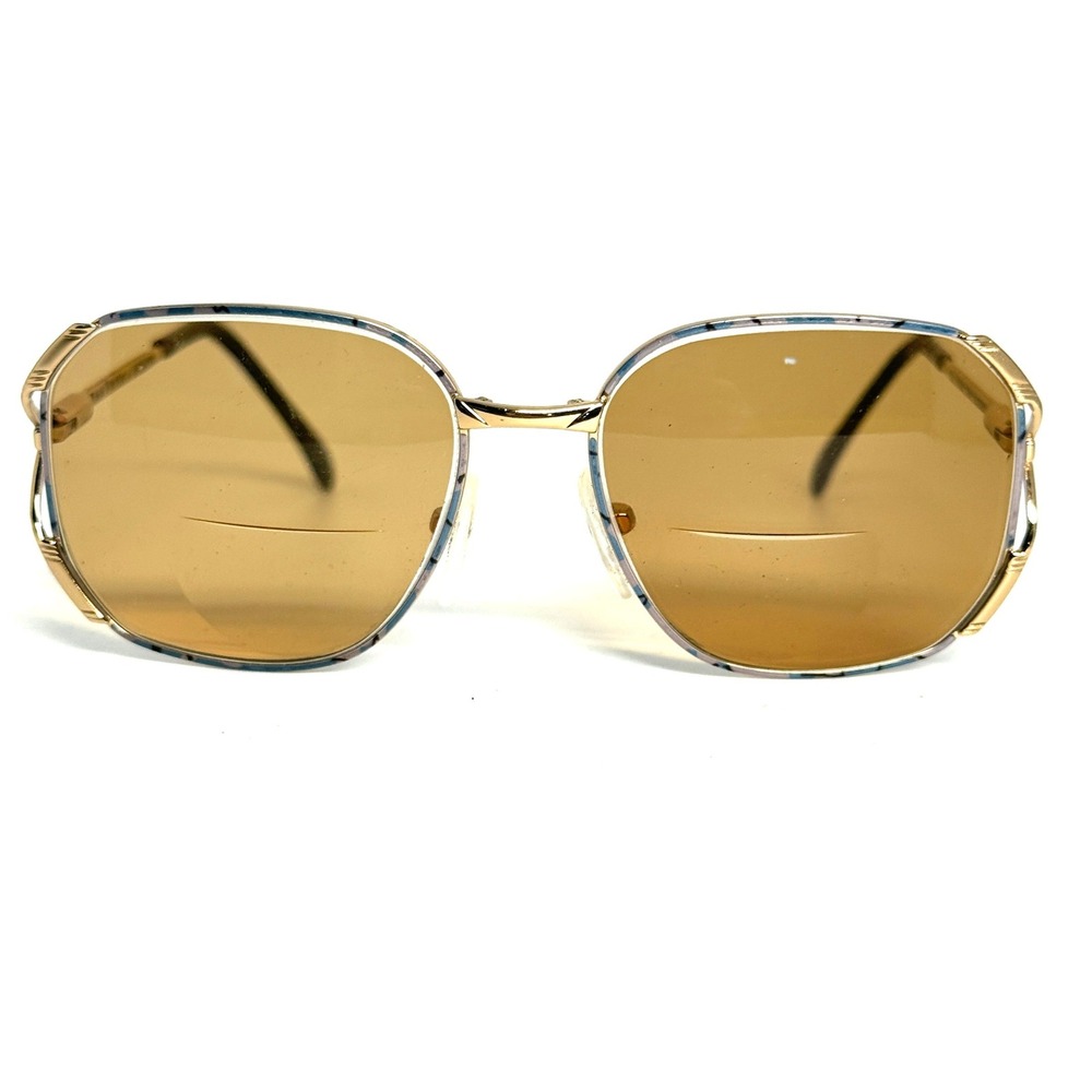 BerDel Sferoflex Barbara Vintage Sunglasses Gold Blue Grey Frame Italy 125
